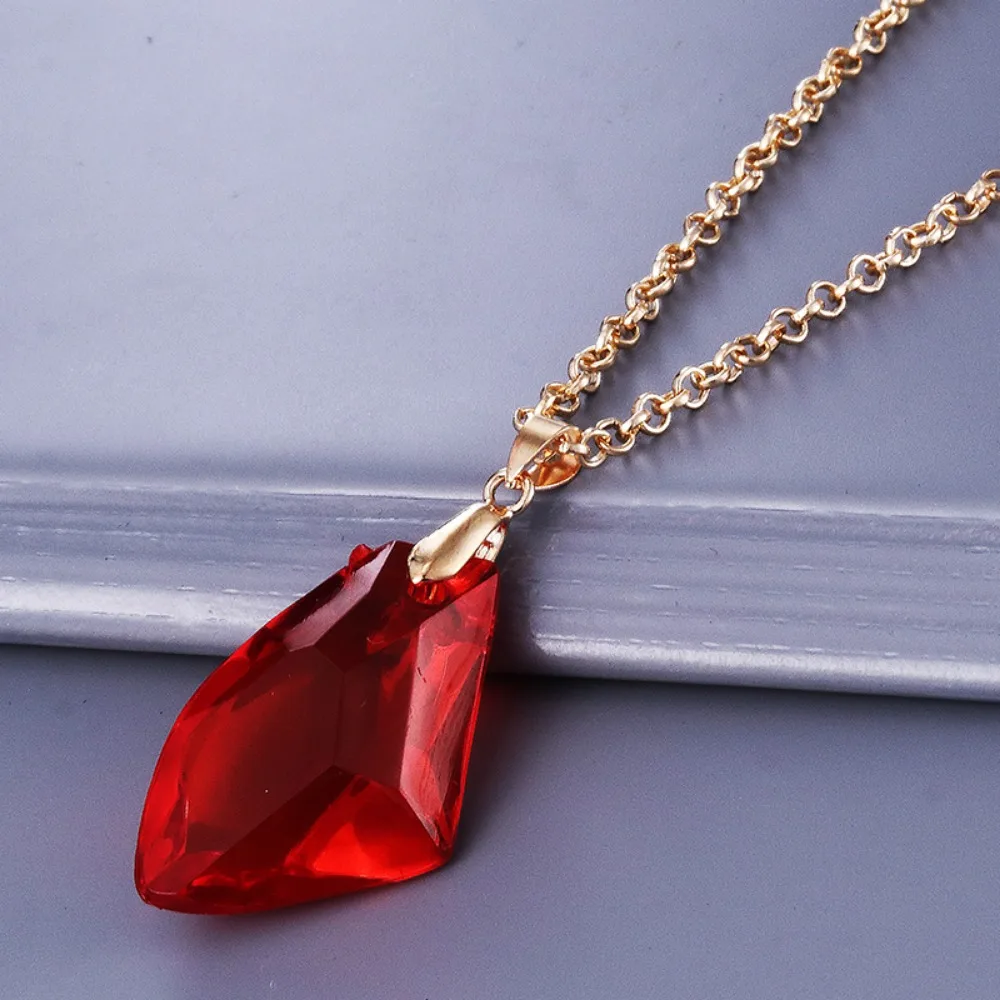 Movie Jewelry Simple Fashion Wizard Magic Stone Necklace Red Acrylic Pendant Jewelry Men and Women Party Accessories Gifts