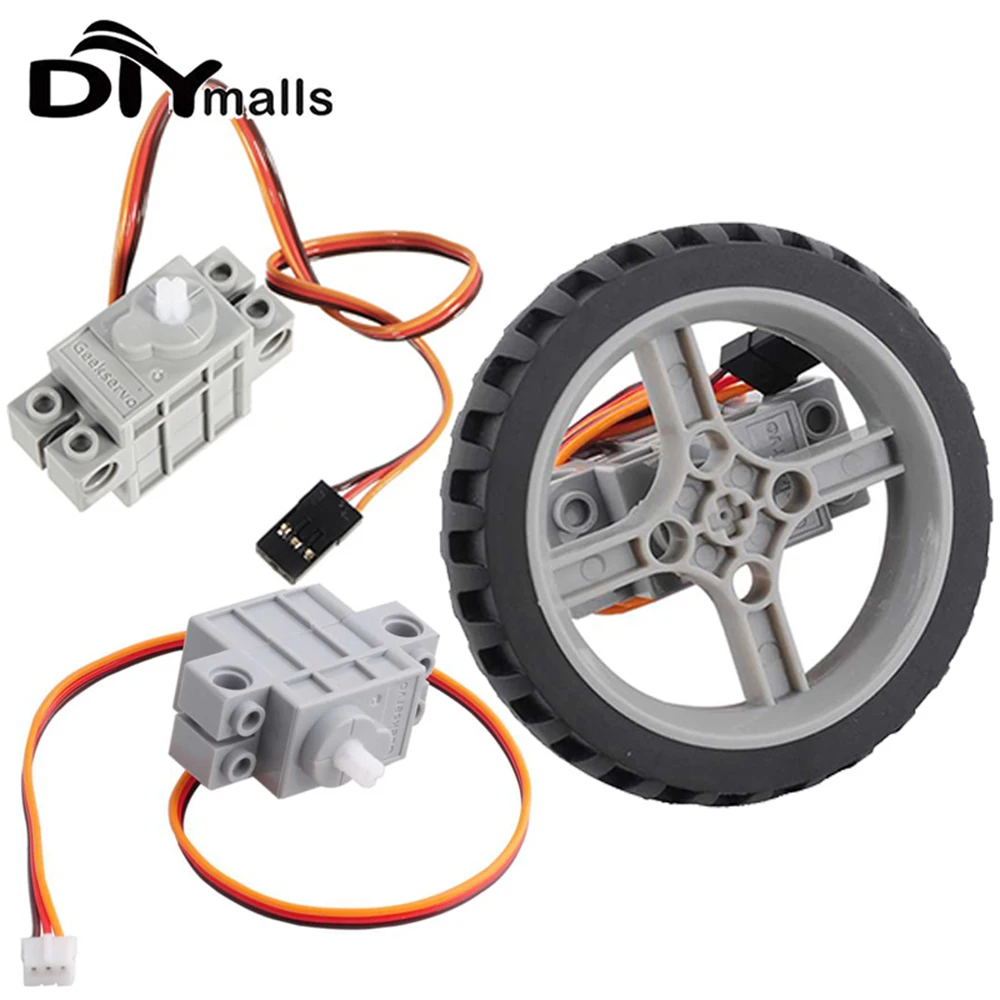 1/4PCS 270 Degree Gray Geek Servo with Cross Axle Wheels Cable 3P JST-PH2.0 Connector for Legoeds for Micro:bit Smart Car 3-5V