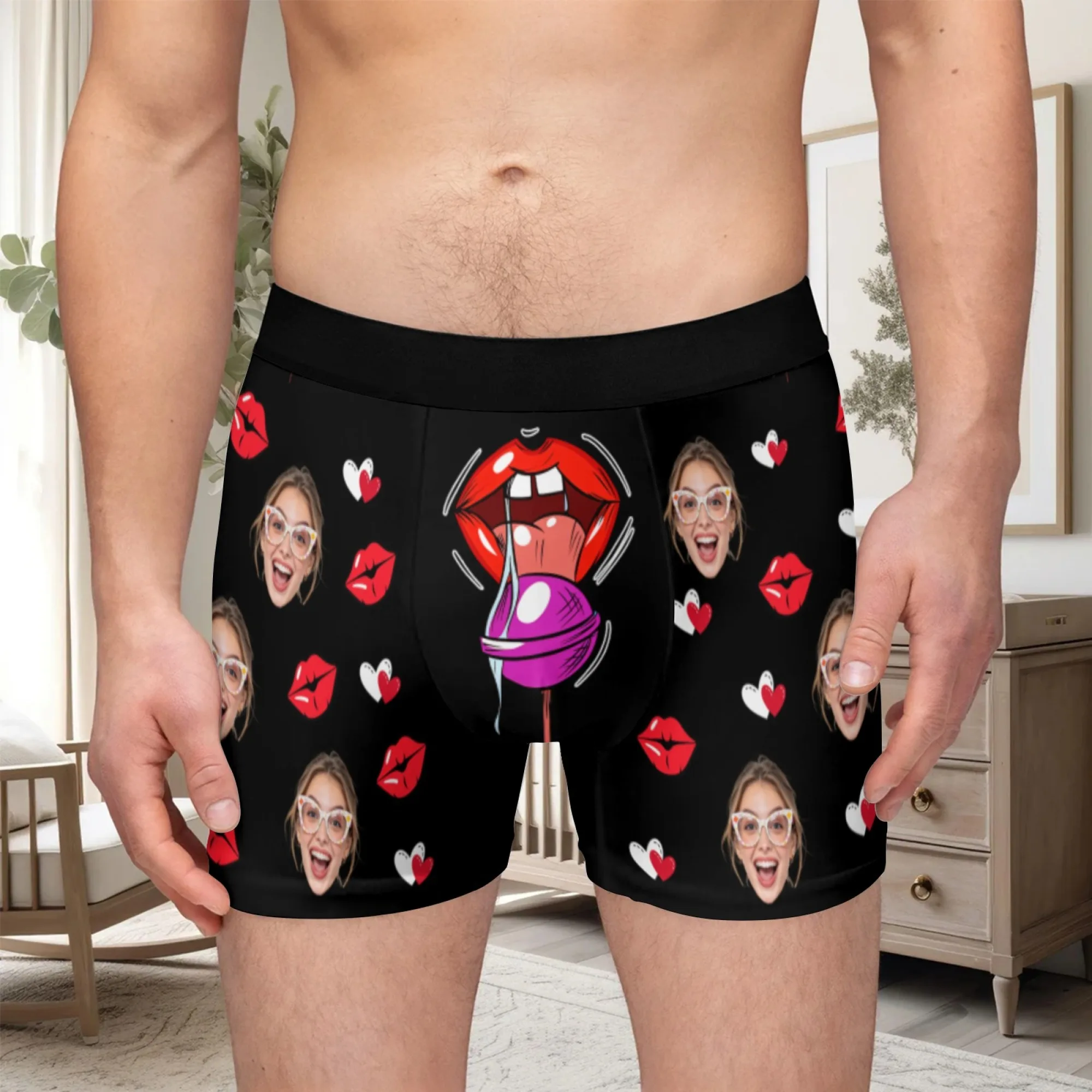 Personalized Face Photo Underwear Custom Heart Boxer Briefs Custom Men Valentine's Day Gift For Husband Anniversary