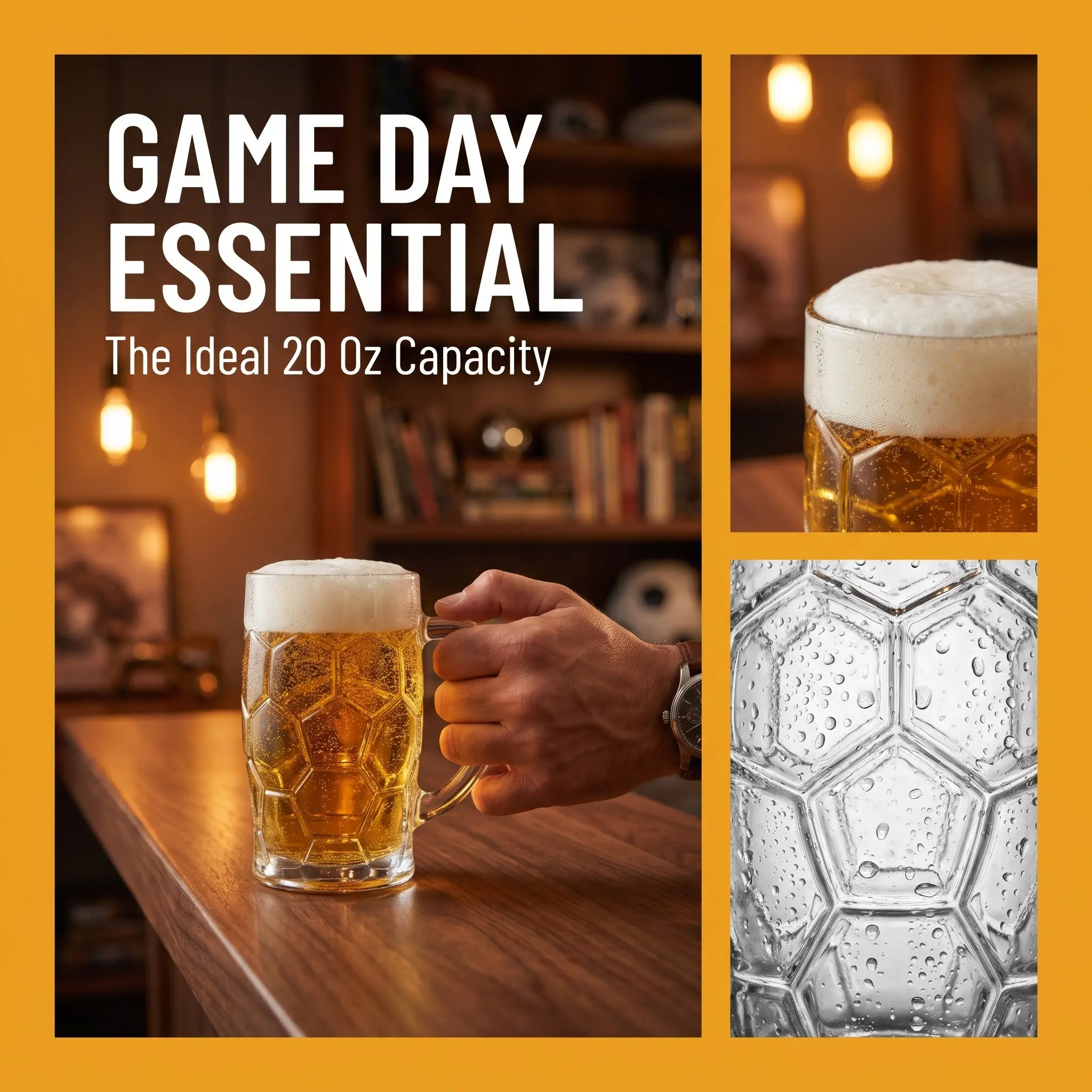 Extra Large Clear Beer Mug with Ergonomic Handle Fashionable Eye Catching Design for Beer Wine Cocktails Ice Cream Home Bar Cafe