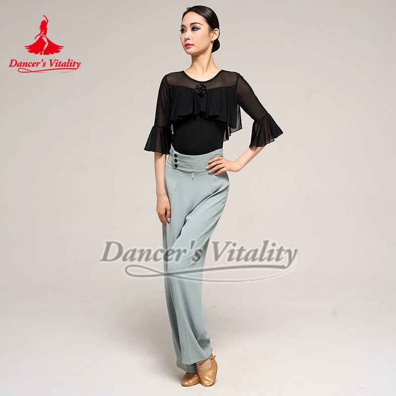 라틴 및 볼룸 댄스 대회 연습 스트레이트 레그 팬츠 차차 왈츠 탱고 트레이닝 코스 그룹 의상 성인 바지