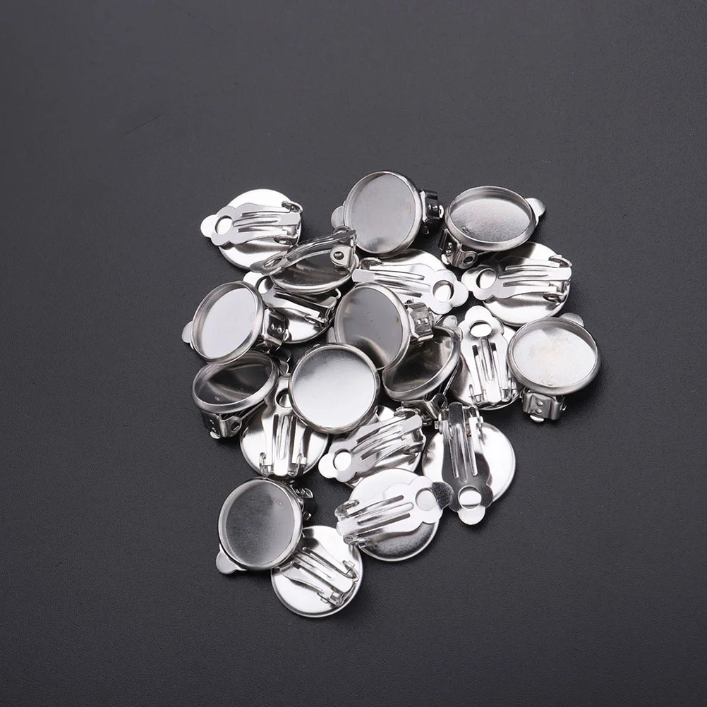 20 Pcs Cabochon Settings Trays Delicate Earrings Accessories Bottom Bracket Beautiful Clip Miss Backs for Studs