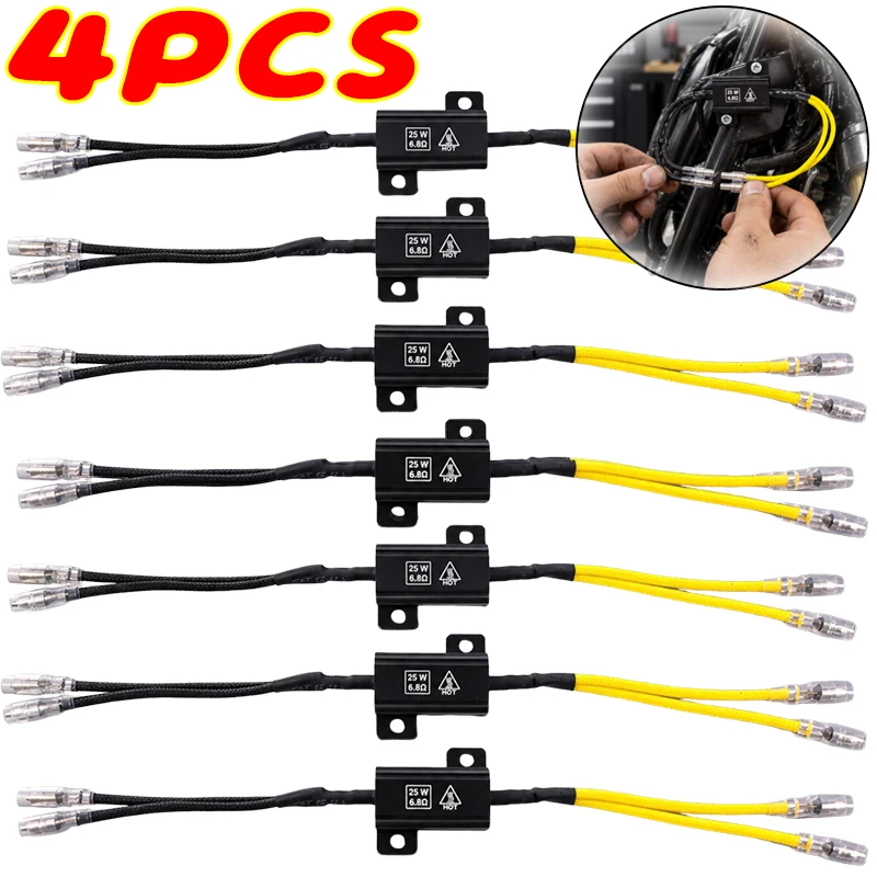 Motorcycle 6.8Ohm LED Turn Signal Decoder 25W Motorcycle LED Turn Signal Lamps Resistors Car Accessories 1/2/4pcs