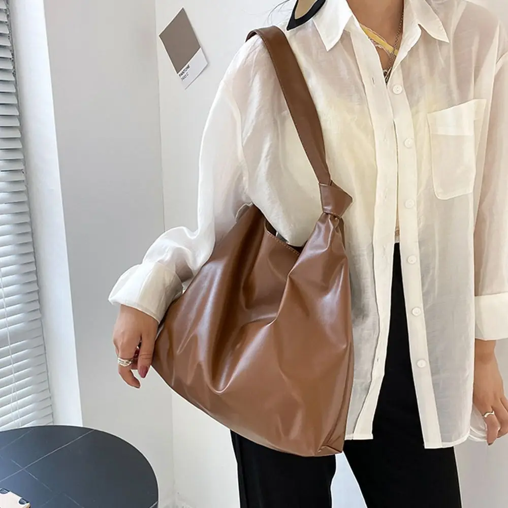 Women Large Capacity Fashion Shoulder Bags Female Tote Bags PU Leather Handbag Simple Shopping Bag