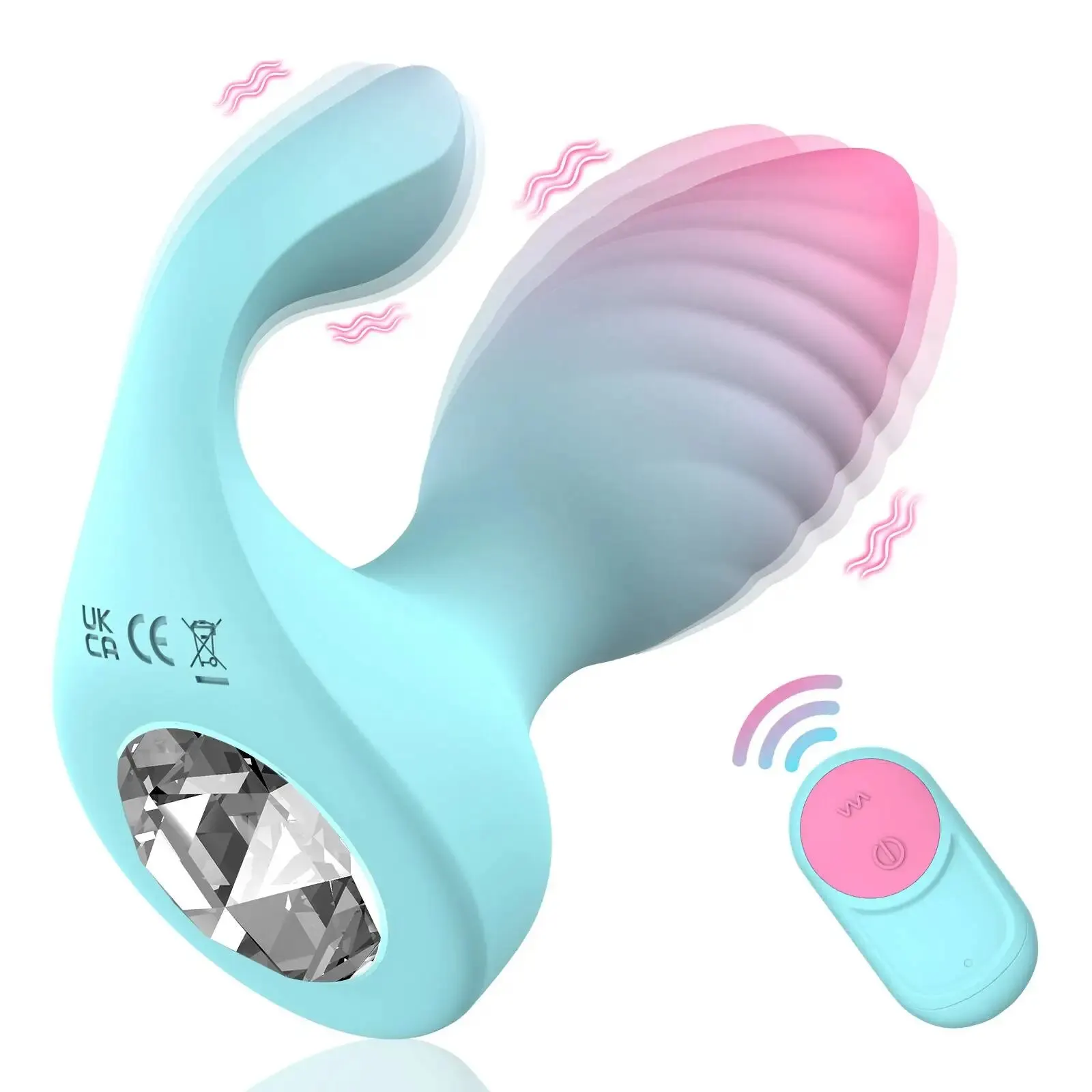 2 in 1 Butt Plug Remote Control Vibrator Prostate Massager Dual Motors Anal Vibrator With Crystal Diamond Adult Sex Toy 18+