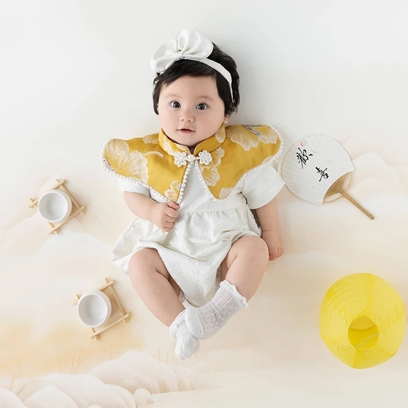 Baby Girl Photography Clothes 100 Days Baby Shoot Props Bow Headband +Dress+ Socks 3pcs/Set Studio Photoshoot Photo Accessories