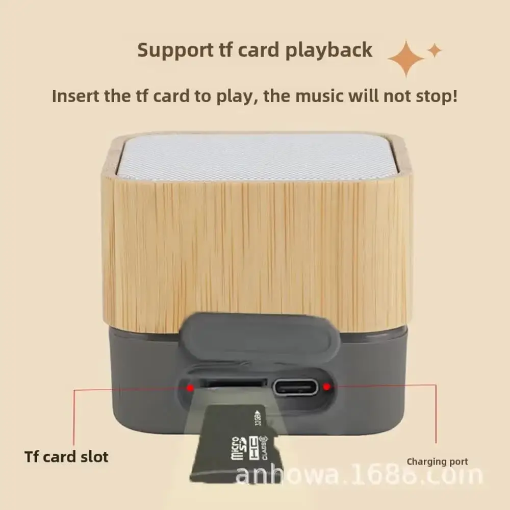 Portable Wireless Bamboo Bluetooth Speaker Outdoor Card Insertion Computer Desktop Car Use Reddish Blue Royal Blue Sound System