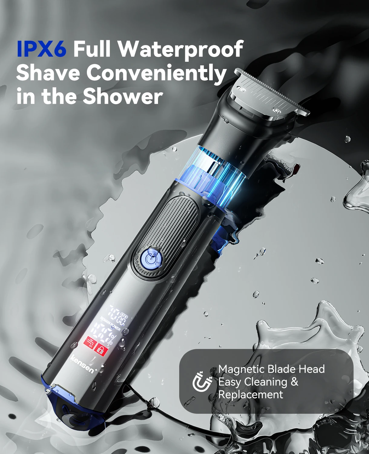 Kensen S38 Electric Hair Trimmer for Men 6 in 1 Body Hair Shaver Nose Beard Trimmer IPX6 Waterproof Hair Cutting Machine Barber image 6