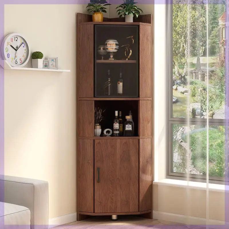 Corner Cabinet Corner Cabinet Triangular Solid Wood Corner Locker Against the Wall Kitchen Bedroom Glass Living Room Glass