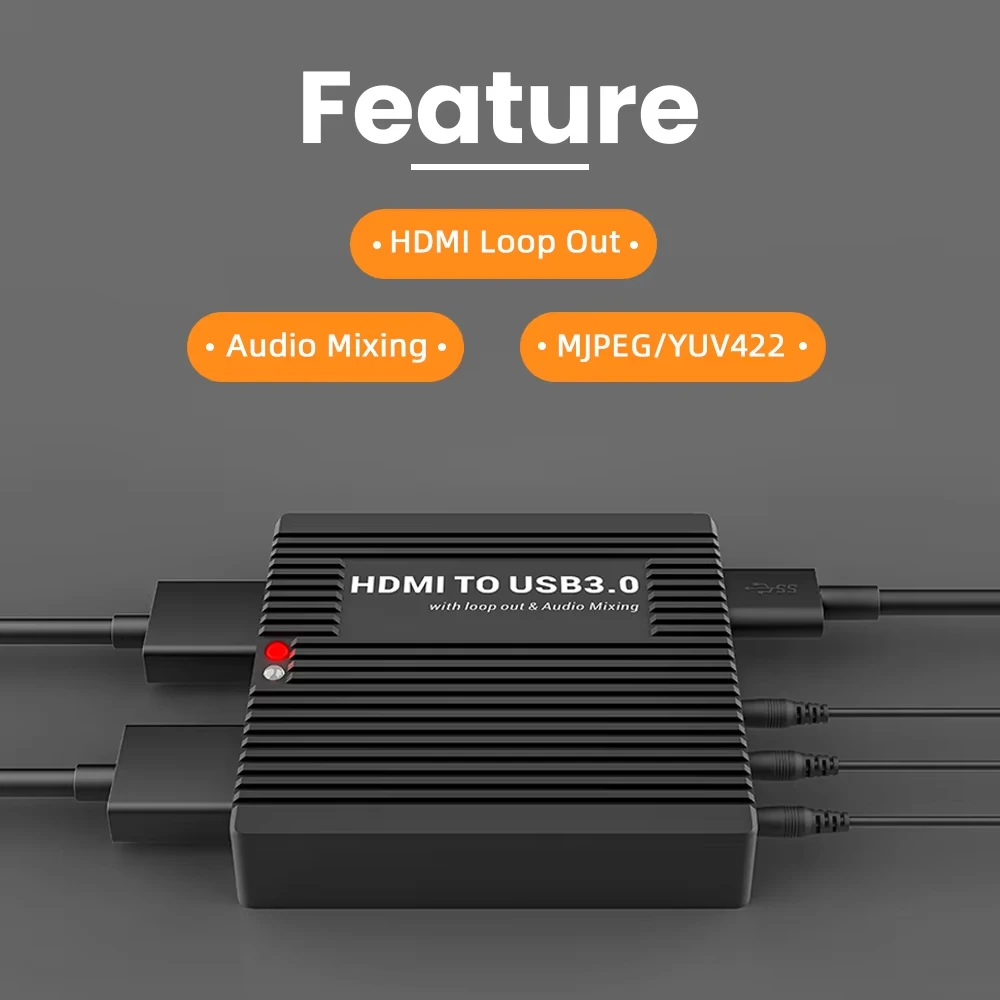 LCC380 4K60 HDMI to USB3.0 Video Capture Card,1080p60 MJPEG/YUV Output,Audio Mixing,for Live Streaming, Game Broadcast,Recording