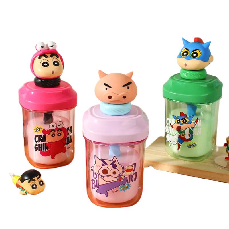 Bandai Crayon Shin-chan Stirring Cup 500ml Large Capacity Cold Water Cup Buriburizaemon Children\'s Portable Sports Water Bottle