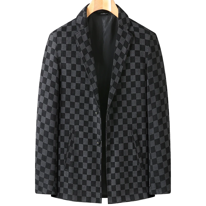 

6xl 7X L Fall High Quality Men's Single Breasted Blazer, Plaid Jacket Casual Business Wear (oversized plus size)