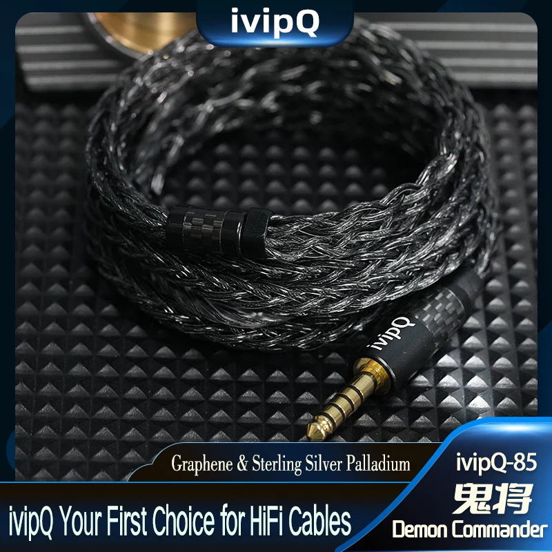 ivipQ-85 Demon Commander High Purity Earphone Cable Single Crystal Gold Copper Alloy + Graphene Shielding HiFi IEM Wire for FH19