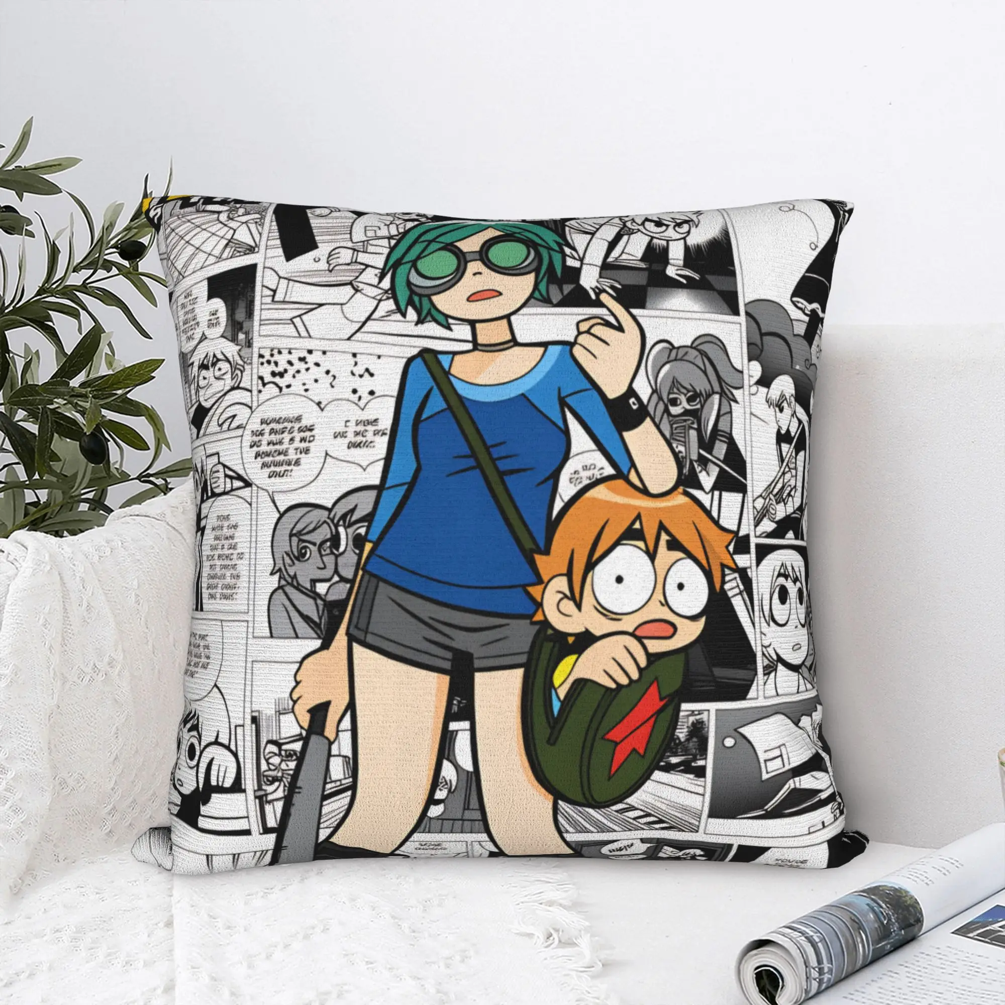 Scott Pilgrim Vs The World Anime Pillowcases  Retro Trendy Pillow Case For Living Room Bed Chair Soft Pillow Cover
