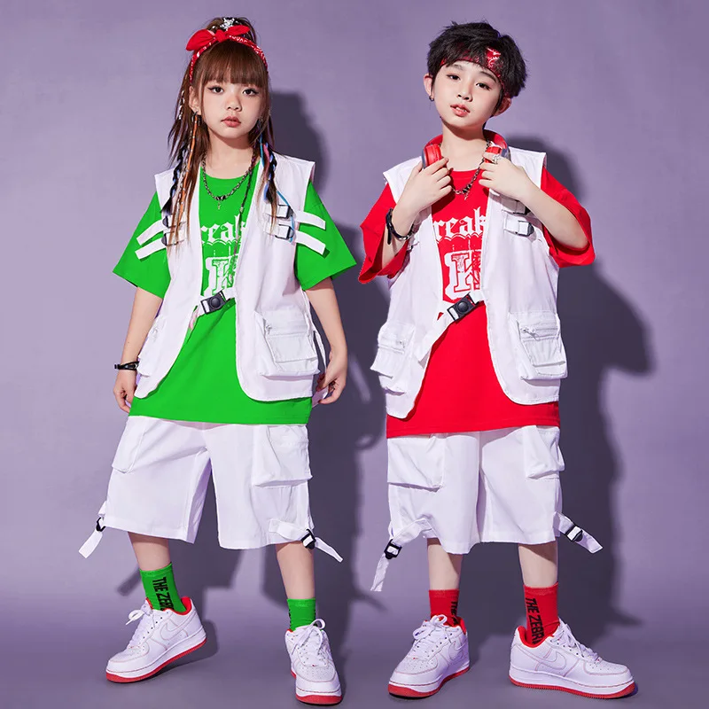 Children's street dance set, men's and women's vests, HIPHOP performance suit, children's explosive street hip-hop trendy clothi