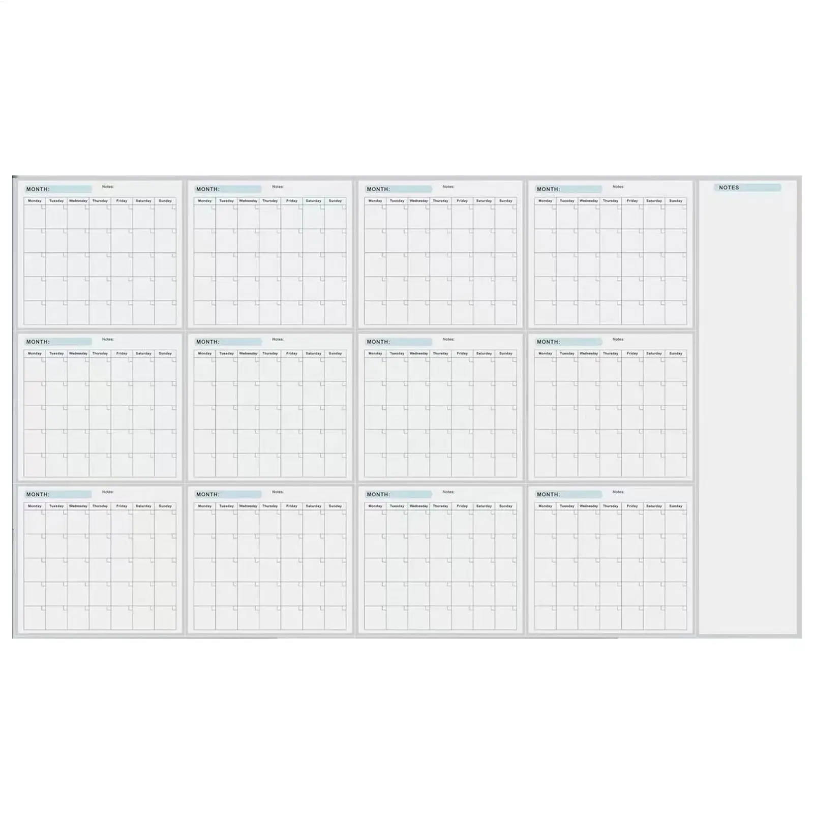 

Ежегодный календарь доски для сухого стирания, стираемый 12-месячный планировщик расписания, многоразовая пустая доска, годовой календарь для списка дел