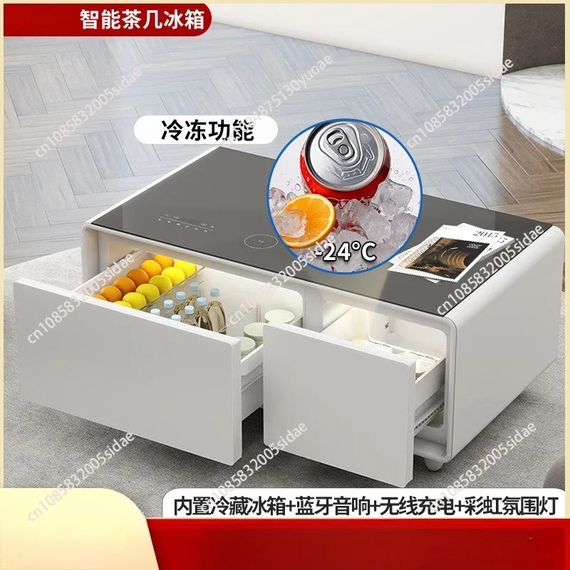 Coffee Table Smart Multi Functional with Built In Mini Fridge Ice Bucket for Living Room Patio Party Summer Gathering