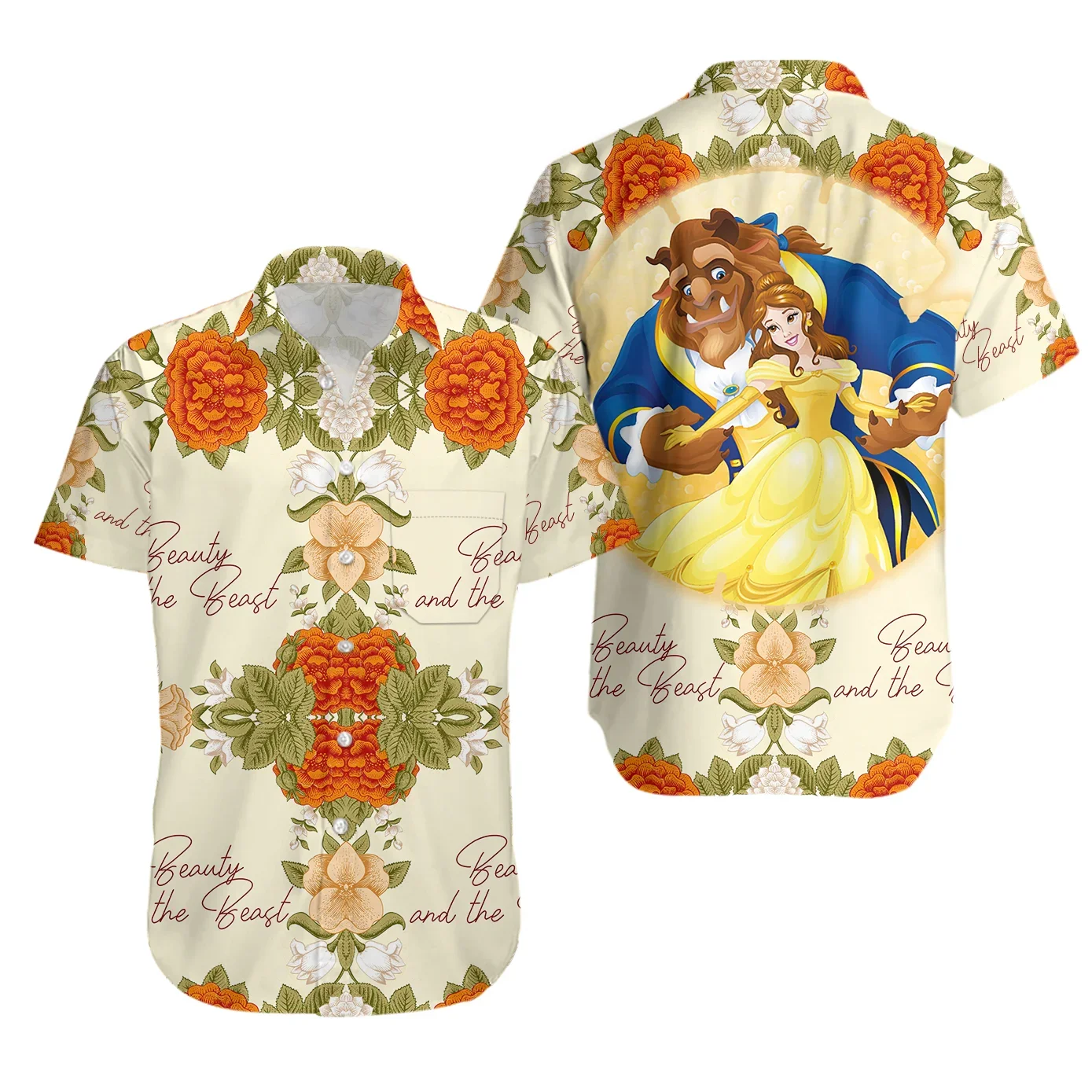 Disney Beauty And The Beast camicie hawaiane Disney Fashion Beach camicie Casual Vintage top abbigliamento Unisex