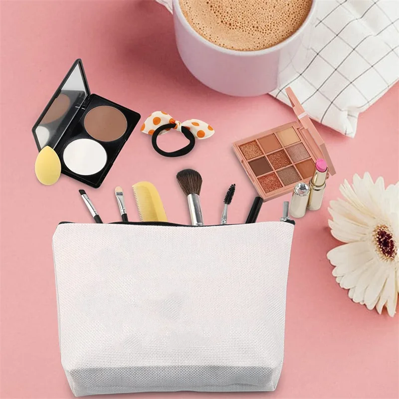 Sublimation Blank Cosmetic Bag Women Sublimation Blank Makeup Bag With Zipper Storage Bags For Travel Portable