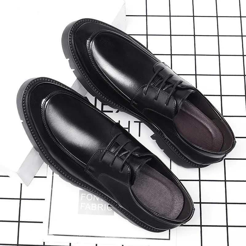 8-10cm Height Increasing Shoes for Men Summer Autumn Inside High Shoes Men\'s Hollow Business Dress Men\'s Elevator Leather Shoes