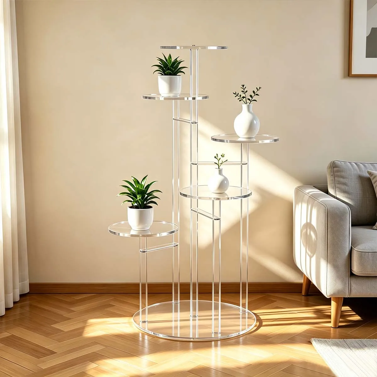 Sofa side table, plant stand 6-layer indoor acrylic flower stand