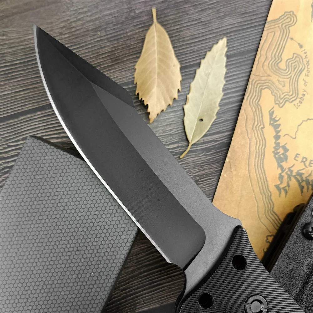 Outdoor Tactical Full Tang Fixed Blade Straight Knife Black Finished 8Cr13Mov Blade Nylon Handle Hunting Adventure EDC Knife