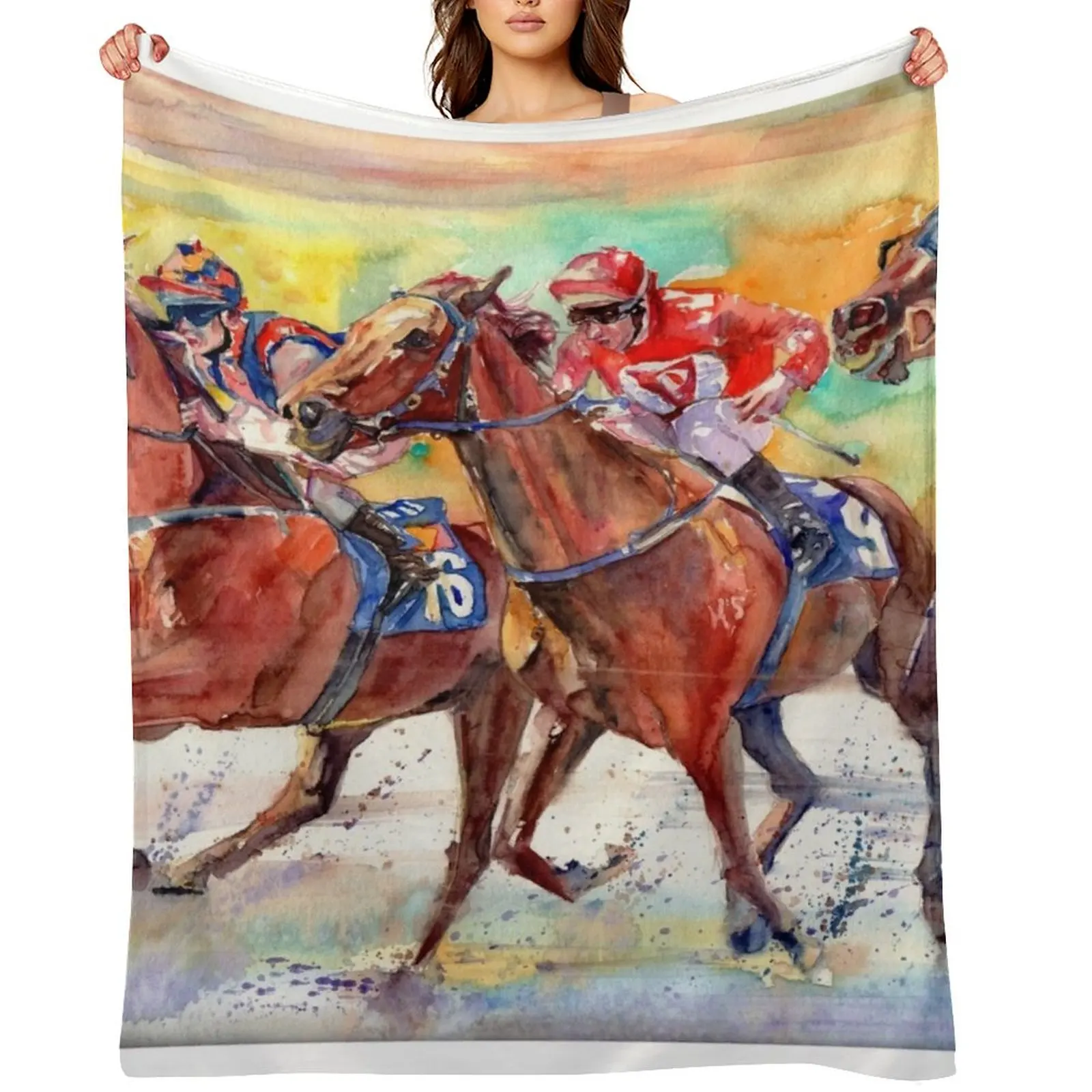 

Thoroughbred Racing Throw Blanket Blankets For Sofas Loose blankets ands Soft Big Blankets