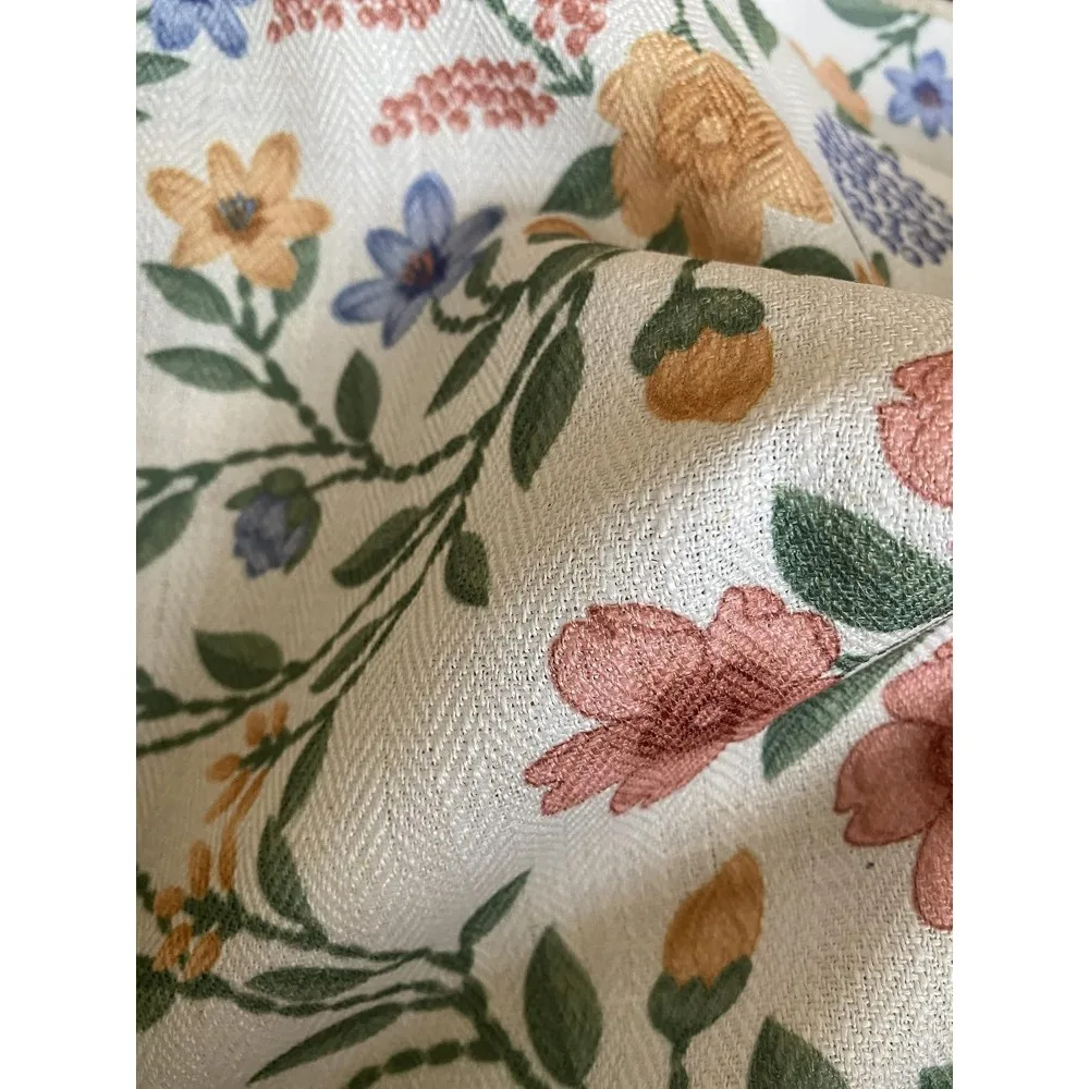 Lniane zasłony w stylu farmhouse do salonu, długość 260 cm, zasłony okienne z kwiatowym wzorem, półzaciemniające draperie do sypialni, styl rustykalny.