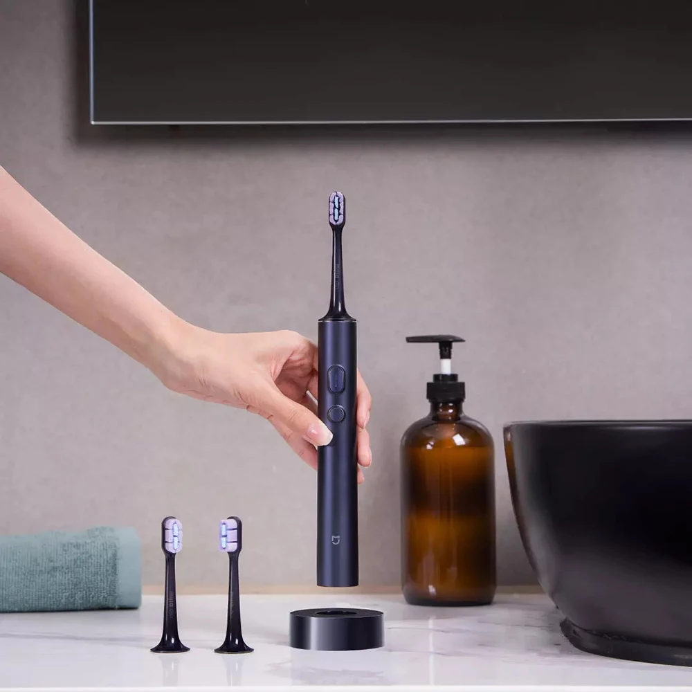 XIAOMI MIJIA T700 Cepillo de dientes eléctrico sónico, 360 °   Carga inalámbrica, 3 modos, cepillos de dientes eléctricos ultrasónicos con 2 cabezales