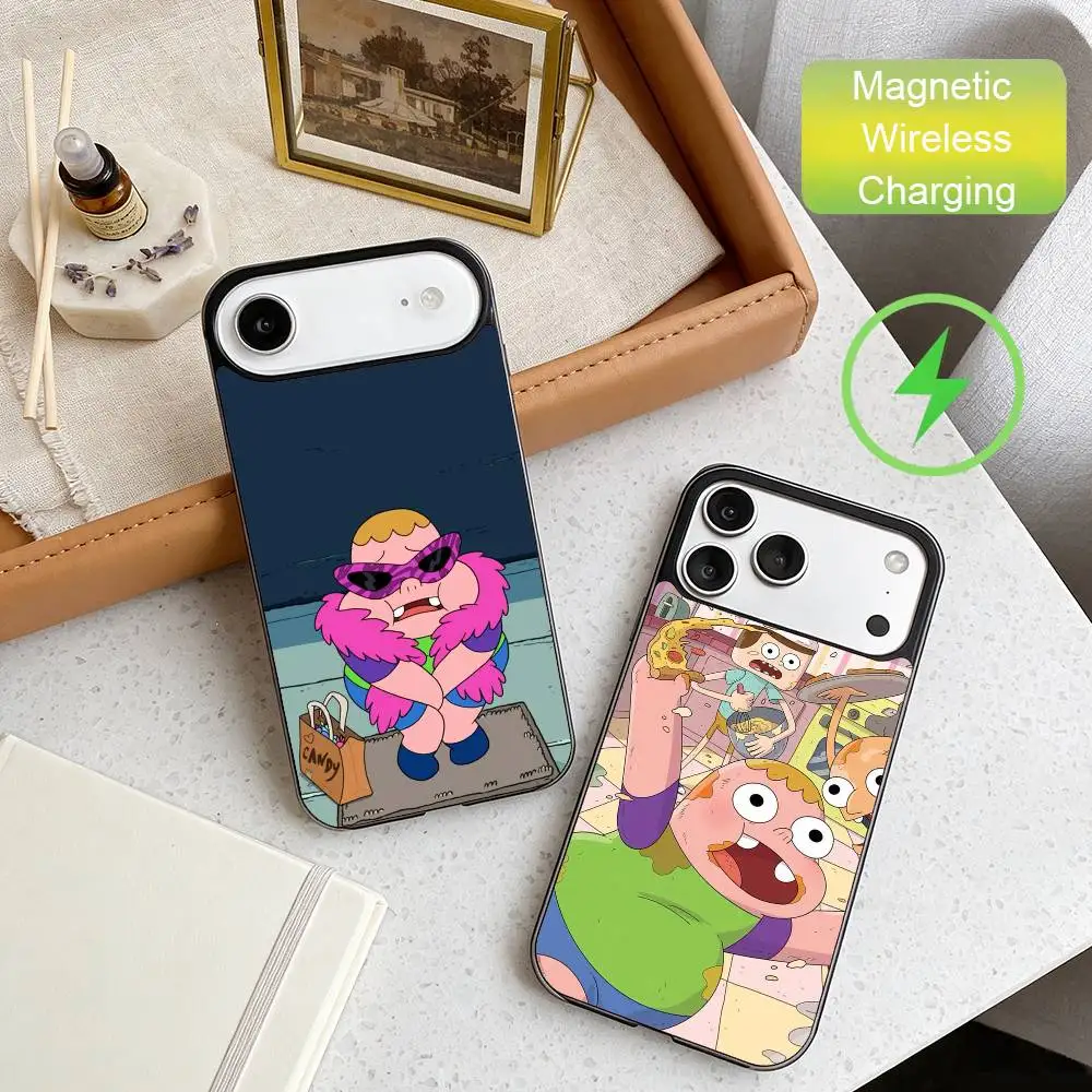 

Sassy cartoon C-Clarences Phone Case For iPhone17,16,15,14,13,12,11 Max Black Wireless Charging Protecitve Cover