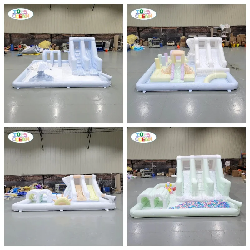 Customized Commercial Inflatable Water Park with Water Slide, Obstacle Course, Pool, 4-in-1 Game for Kids Easy to Set up