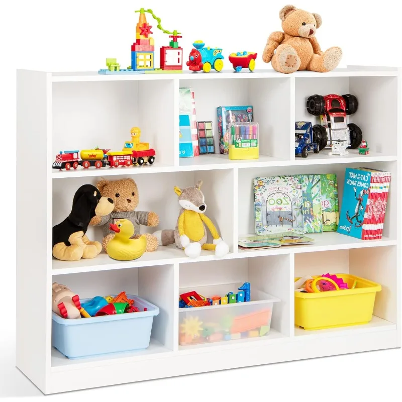 

Kids Storage Organizer, 8-Section Wooden Display Shelf for Classroom, Playroom, Nursery, Kindergarten