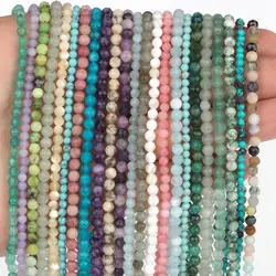 Natural Stone 2 3 4 mm Faceted Small Bead Quartz Crystal Jades Turquoises Loose Spacer Beads For Jewelry Making DIY Bracelet 15