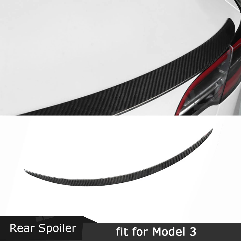 

Rear Spoiler For Tesla Model 3 2017+ Dry Carbon Fiber Duckbill Rear Trunk Wing Spoiler FRP Rear Boot Lip Car Accessories