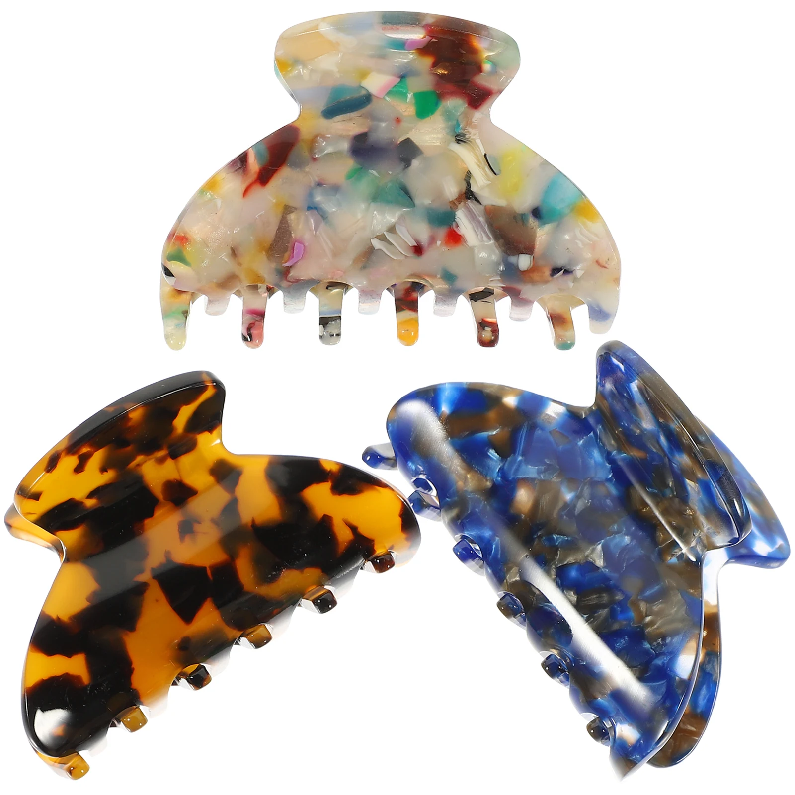 

3pcs Hair Claw Clips for Women Girls Stylish Acetate Small Thick Curly Fine Straight Hair Accessories Party Daily Use