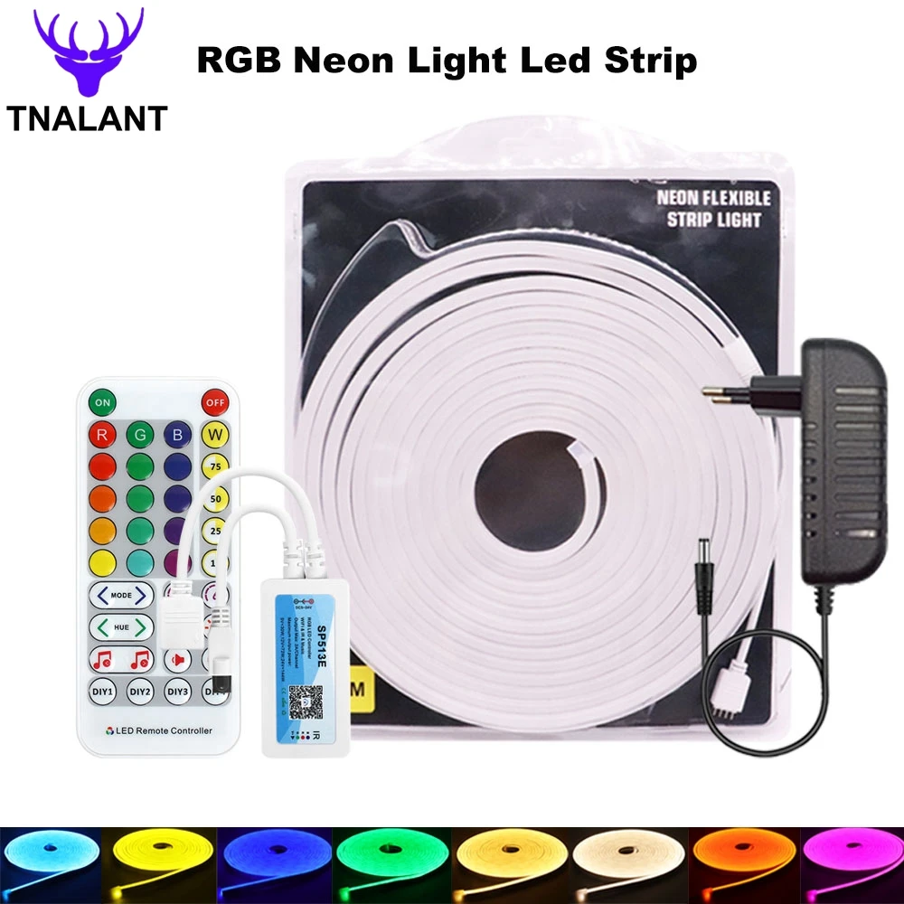 

RGB неоновая Светодиодная лента 12 В SMD 2835 120 светодиодов/м, гибкая веревка, водонепроницаемая трубка, Wi-Fi, музыка, ИК-управление для домашнего декора, освещение