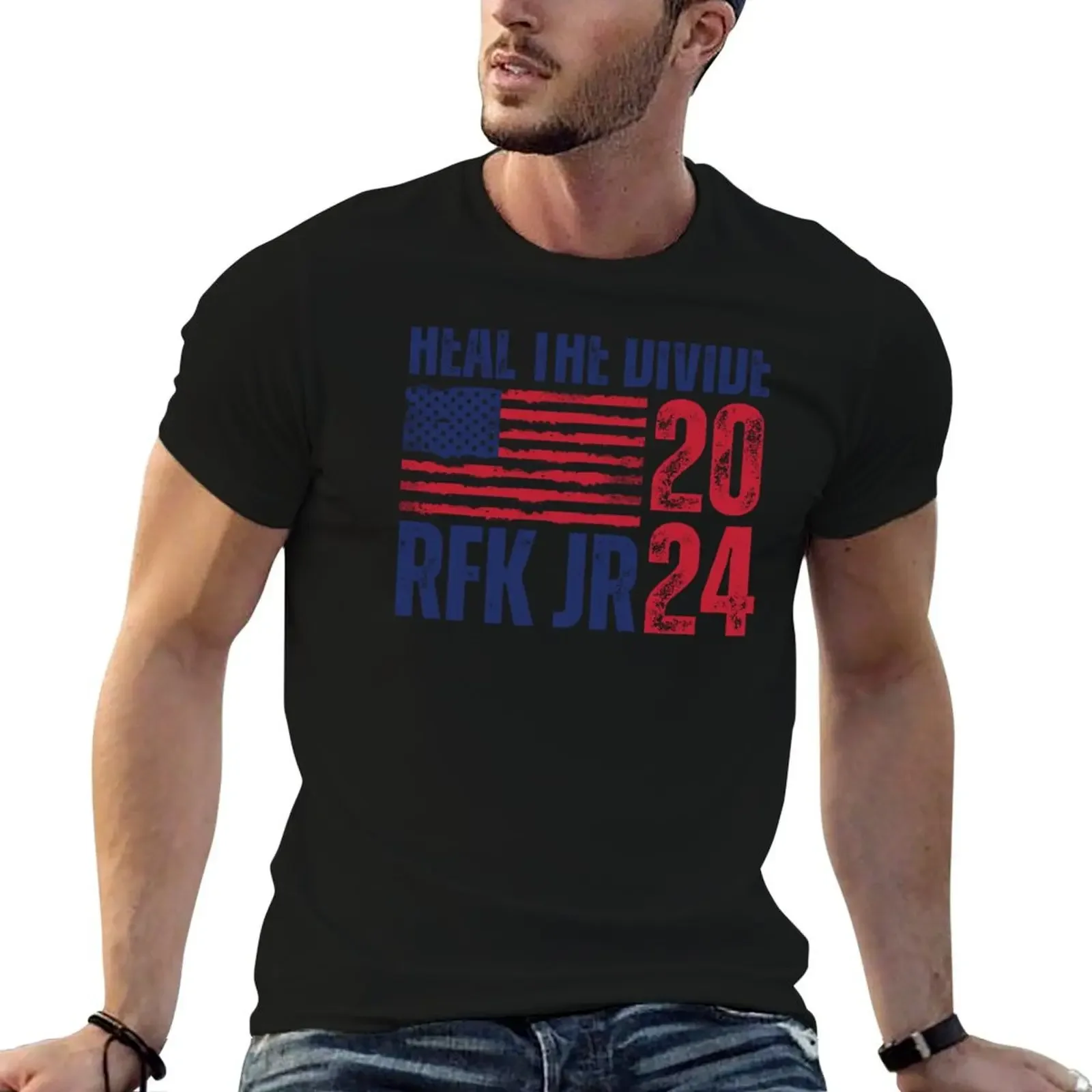 

RFK JR 2024 Heal The Divide T-Shirt plus sizes funny gifts rapper graphic tees Short sleeve tee funny t shirts for men