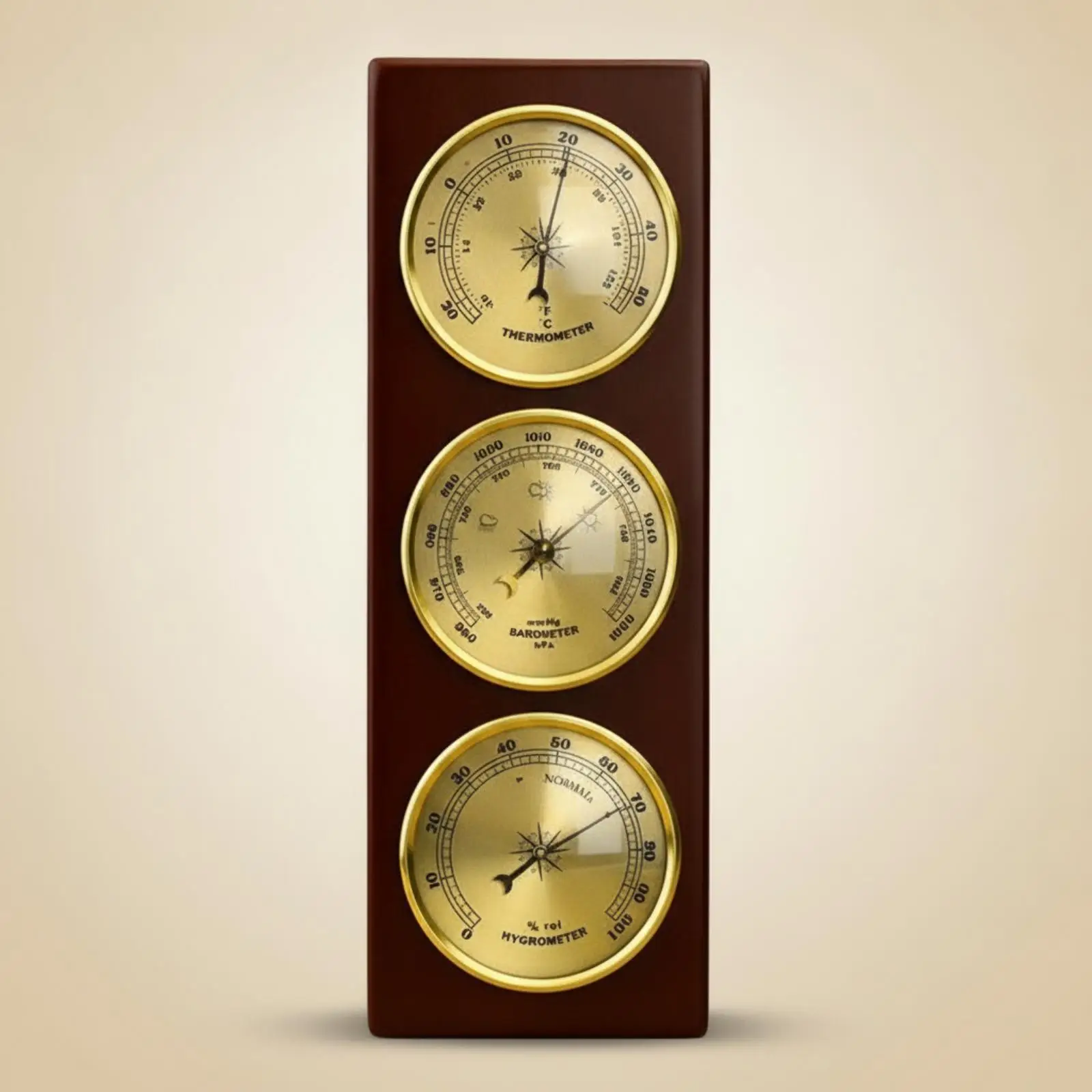 Wooden Wall Mounted Barometer Weather Station Analog Hygrometer Thermometer for Living Room Study Room