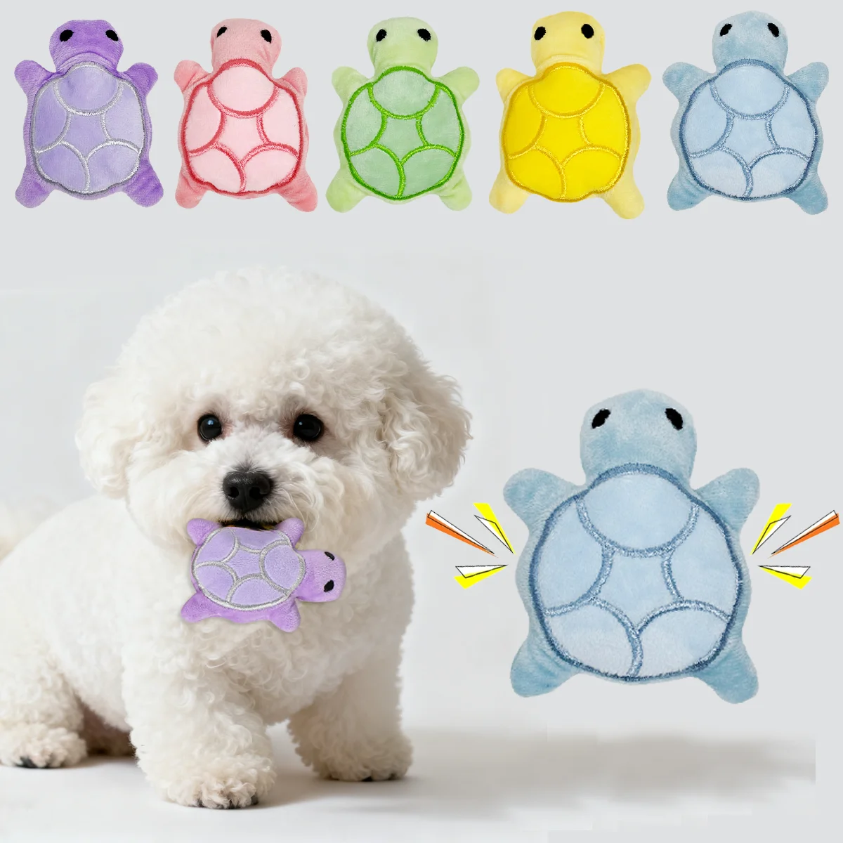 1Pc Pet Mini Sound-Producing Fur Toy Soft Cute Turtle-shaped Gentle Gor Alleviating Discomfort During Puppy's Tooth Eruption