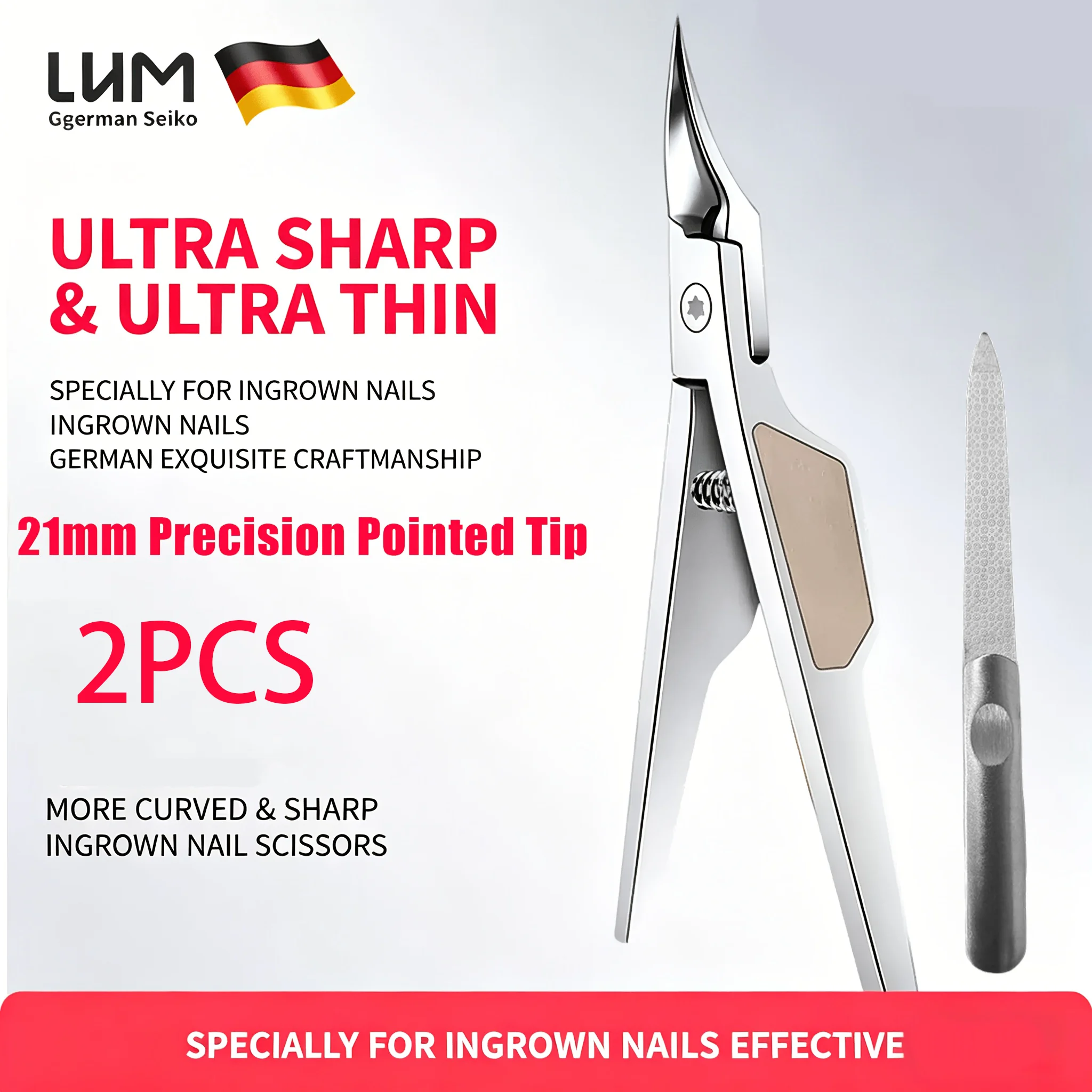Professioneller Nagelknipser für eingewachsene Zehennägel, 68 ° Arc Ultra-Scharfe Gebogene Nagelzange, Verlängertes Schlankes Trimmwerkzeug mit Tiefer Rille – Detail 1