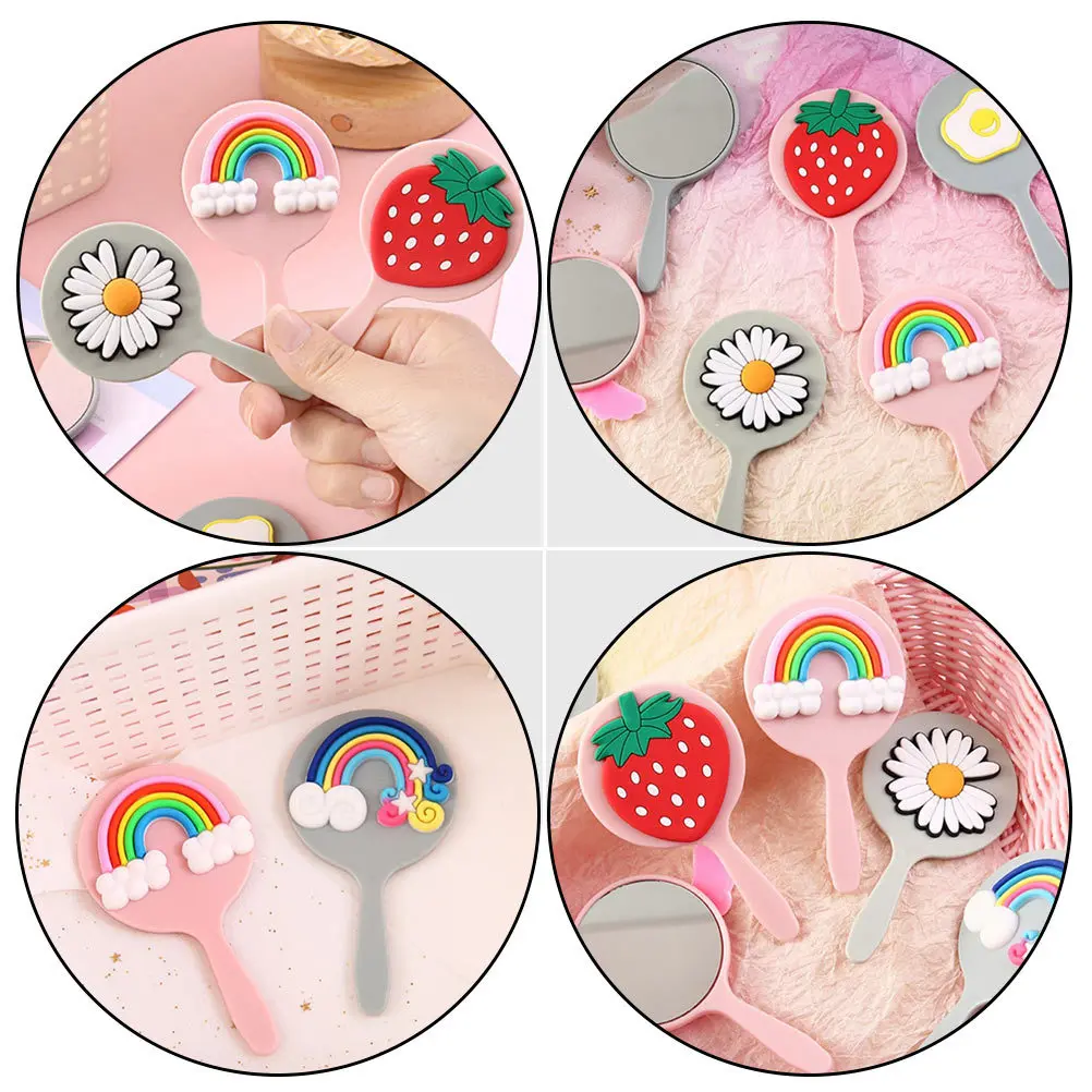 

Handheld Makeup Mirror Lightweight Ergonomic Design Portable Travel Vanity Accessory Women Beauty Mirror