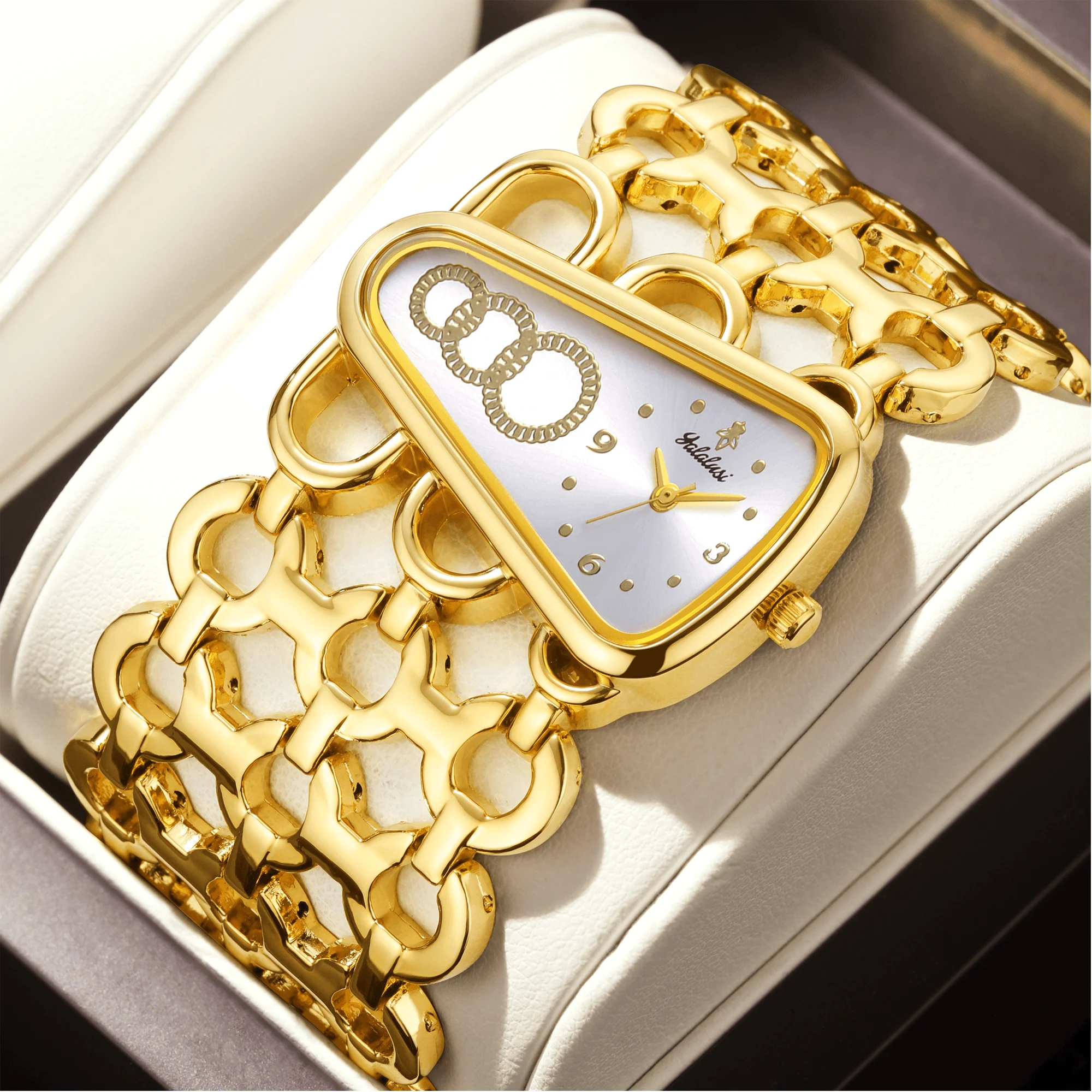 YaLaLuSi Brand Popular New Watches Alien Gold Case Silver Dial Skeleton Gorgeous Chic Ion Plating Gift Box Watch Remover