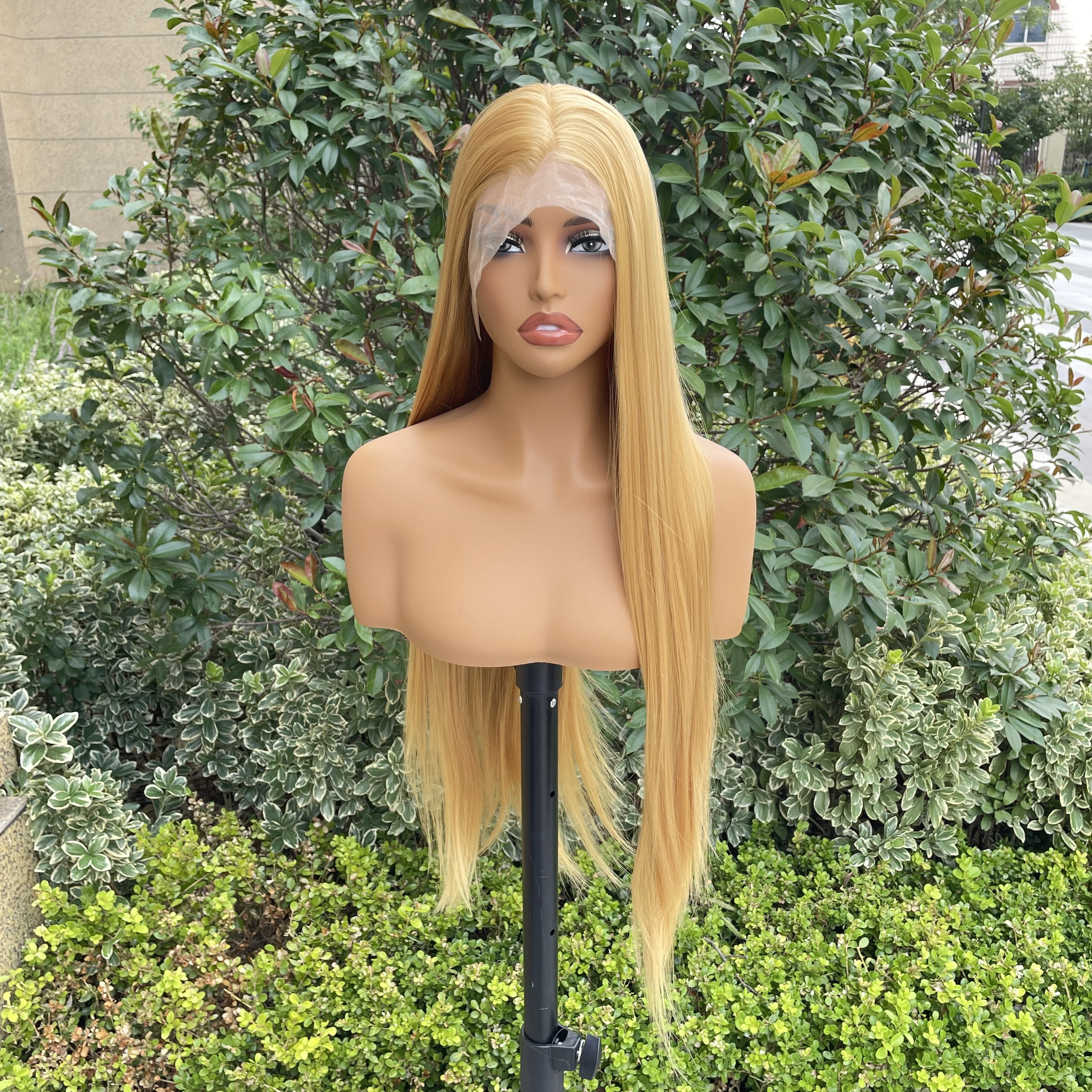 

Gloden 13x4 Synthetic Lace Front Wigs for Women Half Hand Tied Heat Resistant Glueless Wigs 26 Inch Long Silky Straight Wig 150%