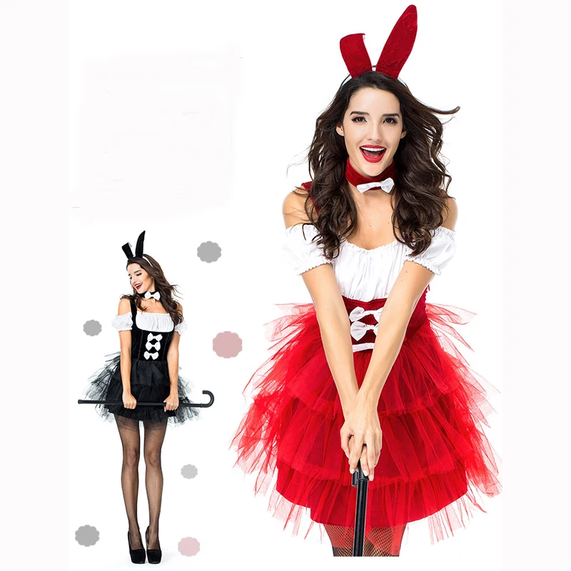 

Woman Sexy Bunny Girl Fluffy Dress Costumes Cosplay For Hoween Party Maid Dress Uniform Outfit