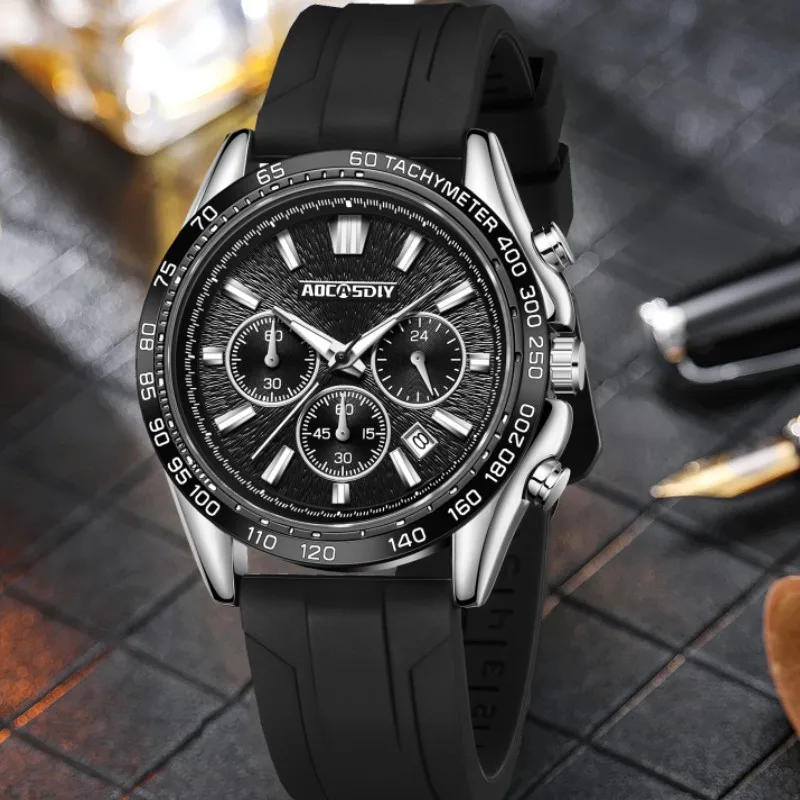 AOCASDIY new endurance sports men\'s watch trend Fashion casual waterproof wristwatch Multi-functional luminous calendar clock