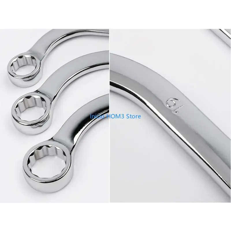 A5YD 5 Pieces S-Style Wrench Set 10mm to 19mm S-Shaped Spanner 12-Point Box Ends Tool