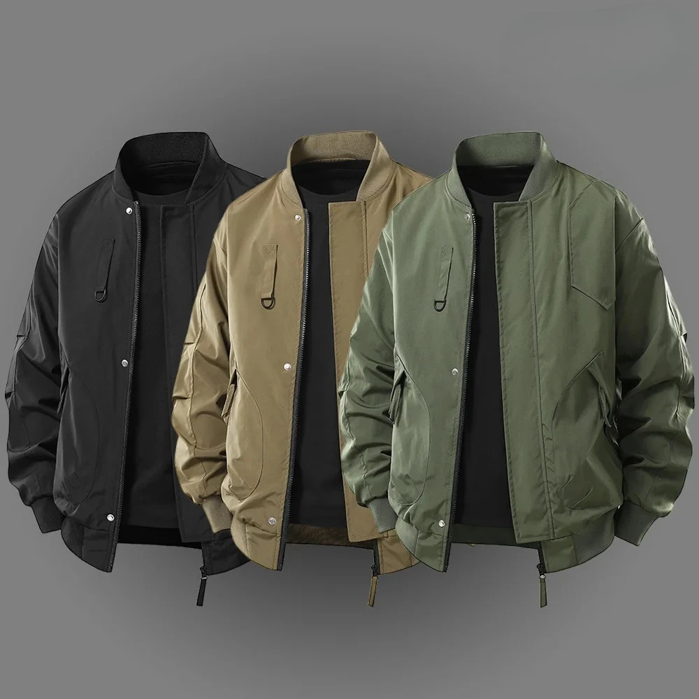 

Softshell Baseball Collar Coat Men Multi-Pocket Workwear Jacket New Tactical Windproof Jacket Stand Collar Pilot Combat Jackets