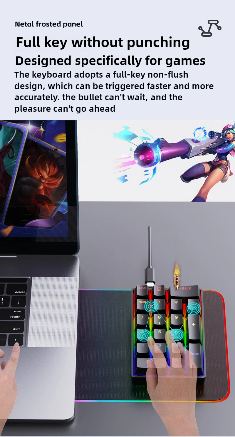 Mechanical Numeric Keypad Wired 20 Keys RGB Backlight Gaming Keyboard For Pc Computer Accessories Number Pads Keyboard Gift