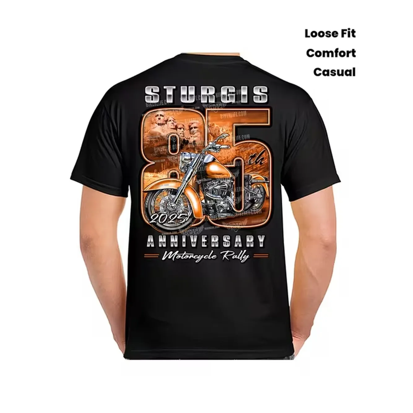 Motorcycle Carnival 85Th Anniversary Edition T Shirt 2025 Commemorative Pattern T Shirt With Motorcycle Design Loose Fit Round Neck Suitable For Men And Women Suitable For Male And Female Riders And Teenagers Collectable Motorcycle Clothing Pattern