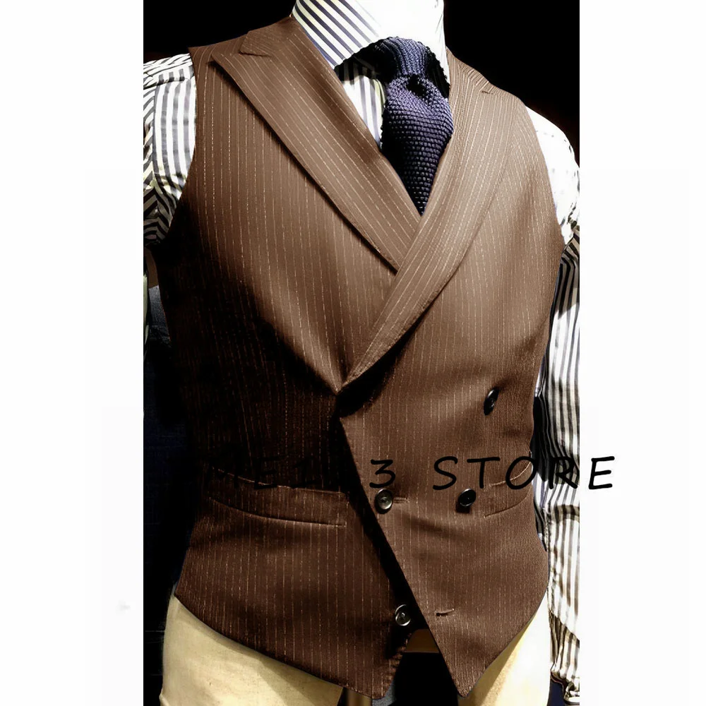 Men\'s New Striped Vest Business Casual Sleeveless Vest Full Men\'s  Formal Suits Male Clothes Elegant Man Vest Steampunk